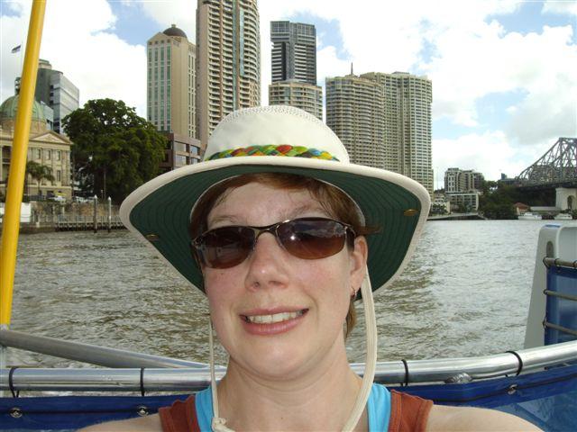 IMGP1322.JPG - Barb heading off to university.  She is on the City Cat, a transit water ferry.