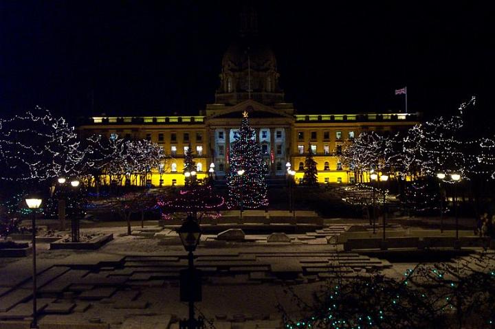 albertalegislature.jpg - The Alberta Legislature  at Christmas time.