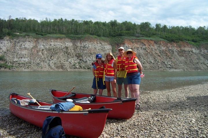 canoetrip.jpg - Canoeing with Barb, Helga, myself & Barb.