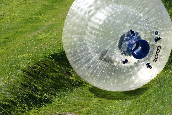 IMG_1802.JPG - Barb and Barbra went Zorbing, which is rolling yourself down a hill in a giant hamster ball.